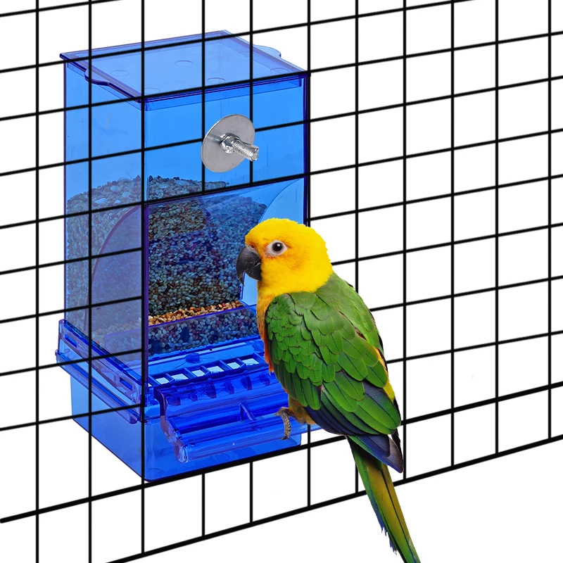Comedero automático para pájaros y loros, accesorio a prueba de salpicaduras, contenedor de comida para pájaros, periquito, canario, pinzón - imagen 3