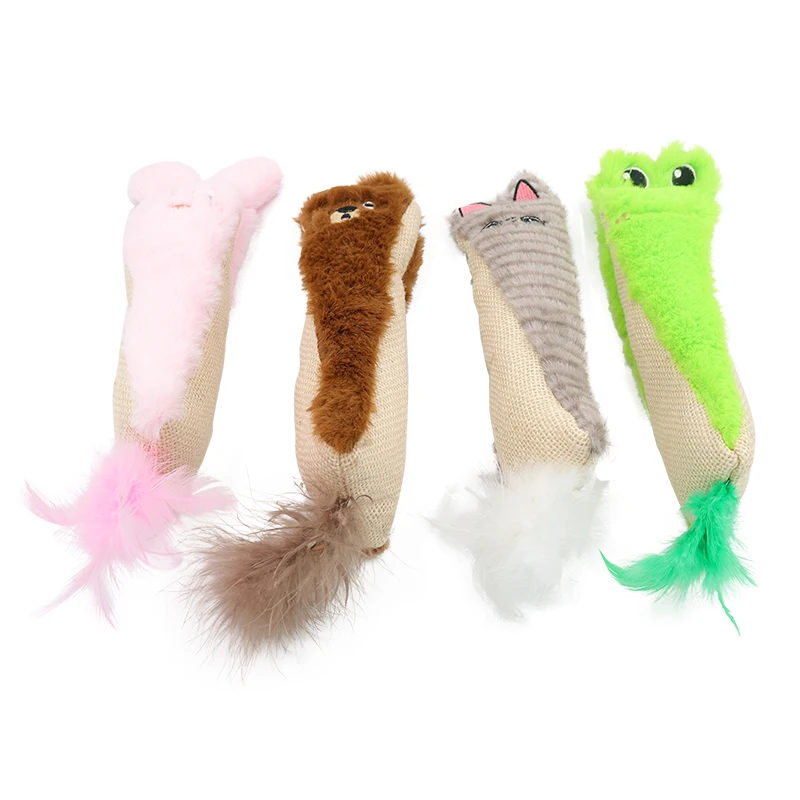 Nueva muñeca de peluche de sisal con forma de animal con plumas que contiene papel sonoro, juego interactivo resistente a mordeduras, suministros para mascotas - imagen 3