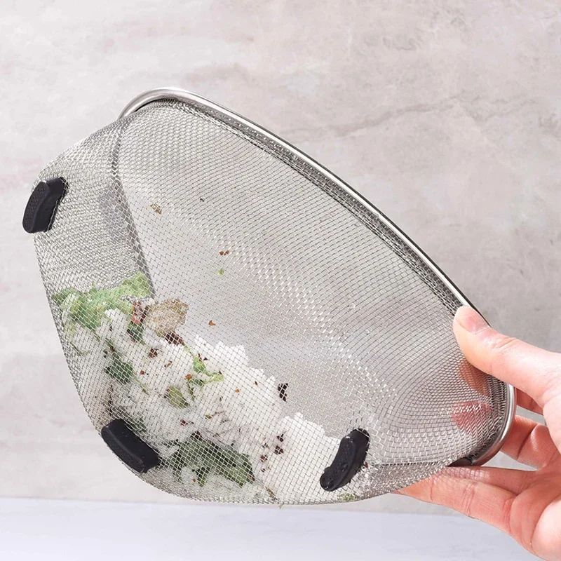 Filtro triangular para fregadero de cocina, escurridor de acero inoxidable, filtro de basura, recogedor de alimentos antideslizante, colador multifuncional - imagen 3