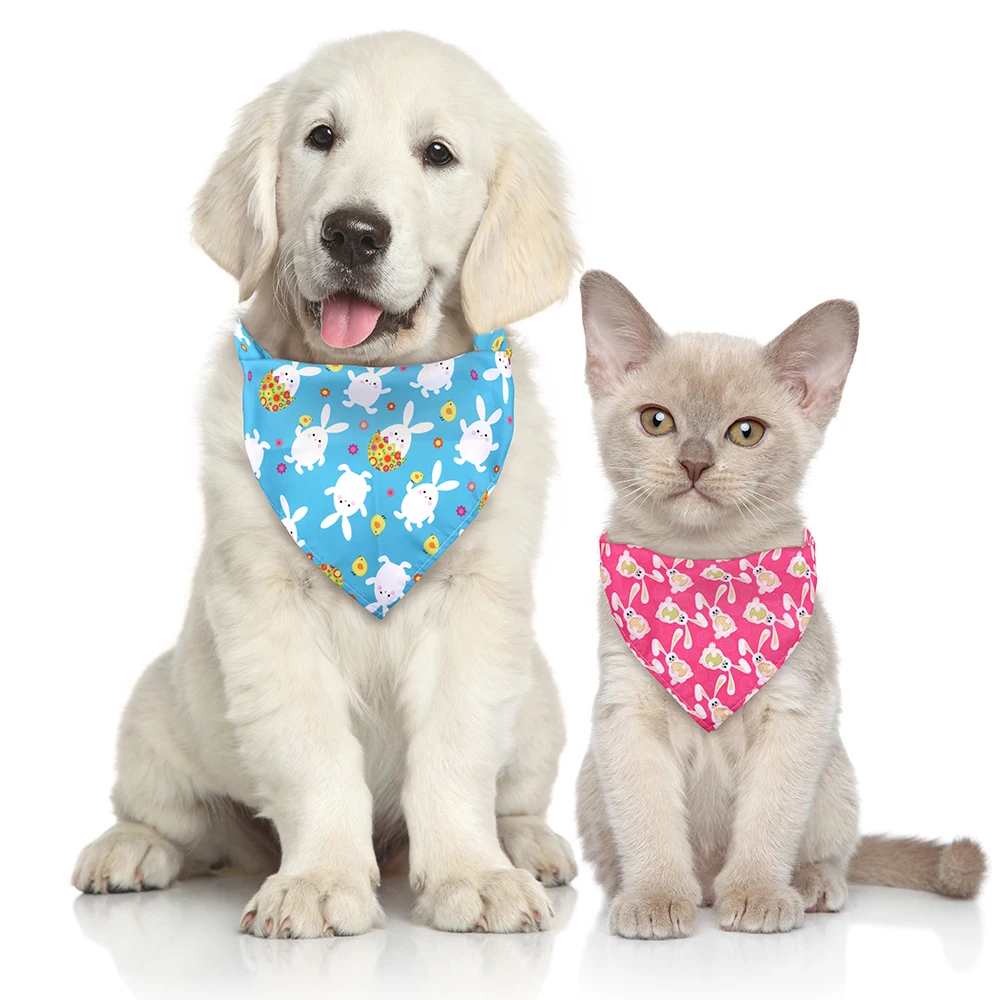 50 Uds. Bandana para perro, conejo, accesorios para mascotas de Pascua, pañuelos para perros pequeños y gatos, bufanda, babero para cachorro, productos para perros de vacaciones, suministros para mascotas - imagen 2