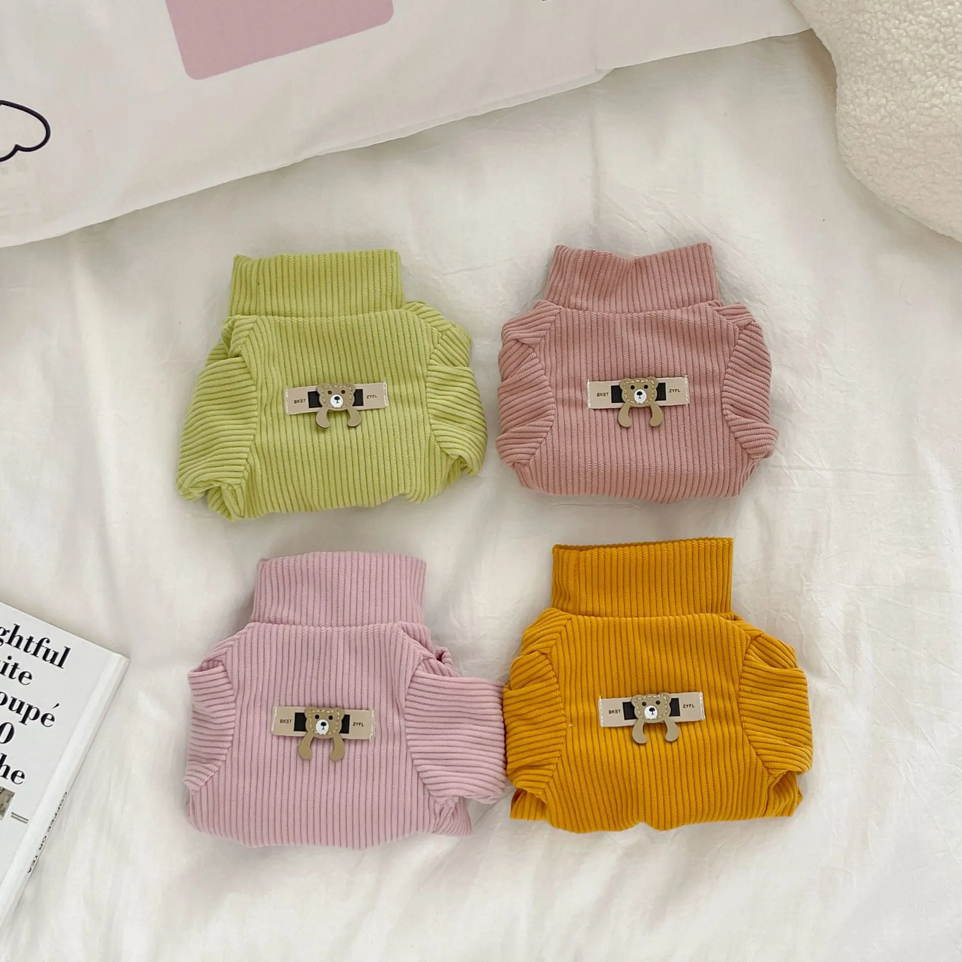 Pet Otoño Invierno gato cuello alto manga Base suéter de pana Sudadera con capucha de otoño ropa para perros pequeños ropa para cachorros - imagen 3