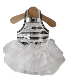 Vestido encaje negro princesa rayas para Teddy perros pequeños y gatos