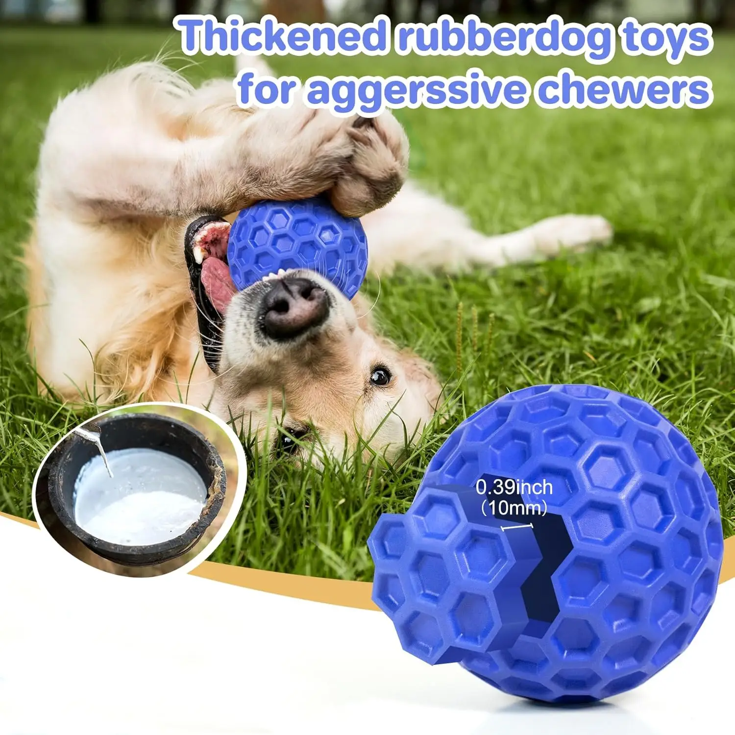 Bolas para perros indestructibles y chillones, juguetes interactivos para perros para mantenernos y ocupar, juguete de goma para masticar perros para razas medianas y grandes,