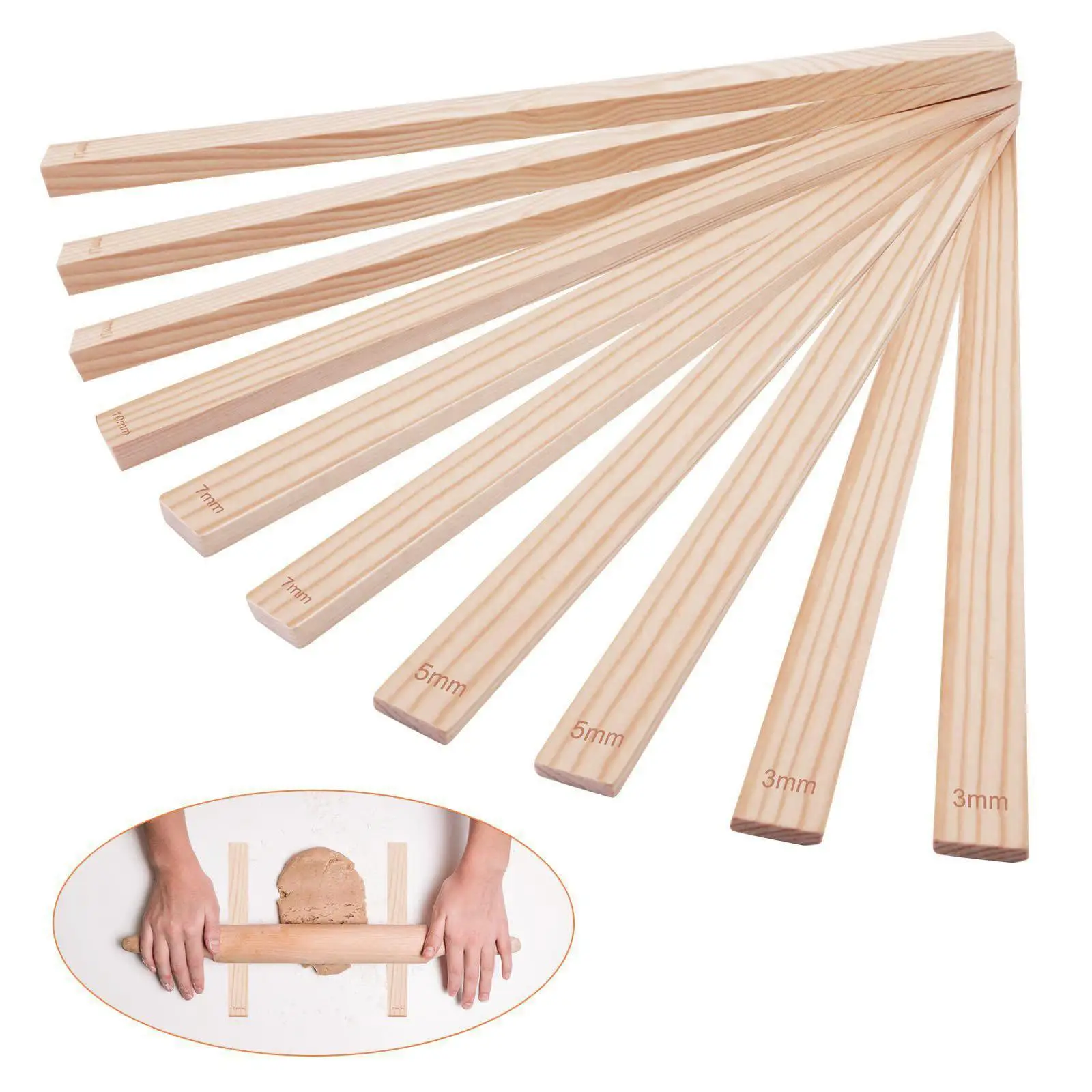 Wooden Rolling Pin Guides Portable for Dough Thickness Dough Rolling Strips Pizza Pastry Measuring Dough Strips Mud Sticks Guide