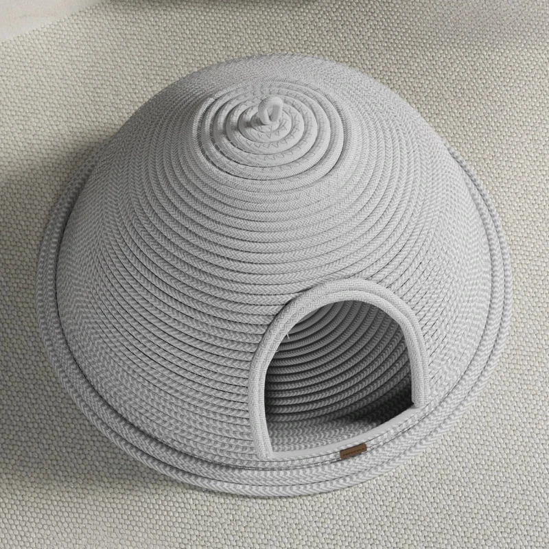 Cama de lujo para gatos, rascador, camas para gatos, tejido de lino y algodón, nidos para gatos, gatitos, cachorros, cama semicerrada para perros con asa - imagen 4