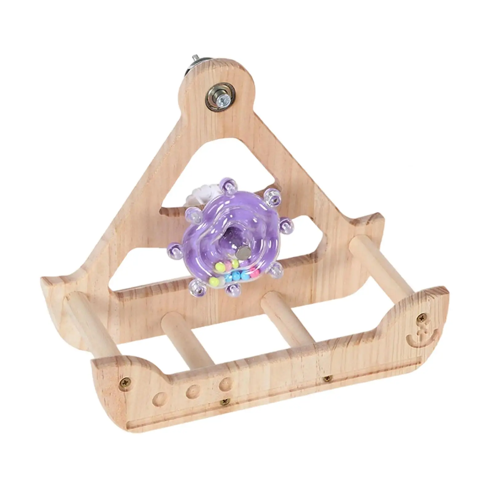 Bird Perch Toy Decoration Wood Exercise Wheel Birdcage Accessories Bird Enrichment Toy Rocking Parakeet Toy for Conures Budgies