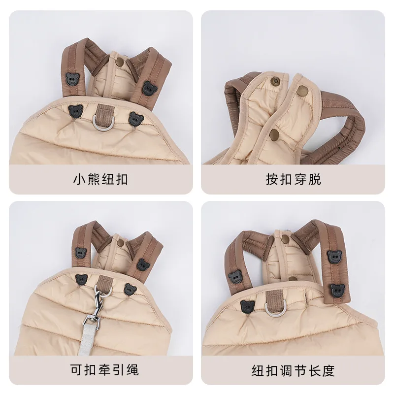 Otoño e Invierno nuevos pantalones de mono para perros que se pueden tirar lindo sombrero chaqueta pijamas para perros ropa para cachorros para perros pequeños - imagen 4