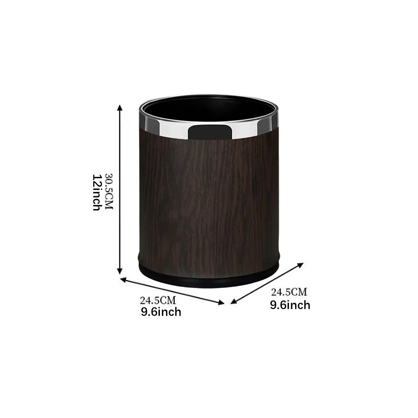 Wood Grain Trash Can Dustbin Modern Simple Lightweight Waste Can Garbage Can for Restroom Dorm Office Living Room Restaurant