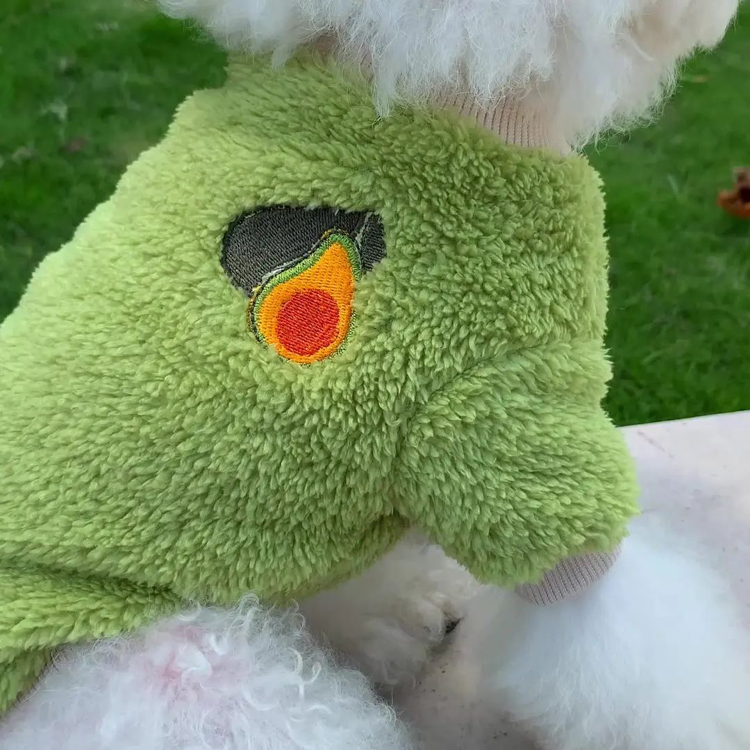 Chaleco con bordado de frutas para perro, ropa cálida de felpa para perros pequeños, abrigo para cachorros y gatos, Yorkies, Chihuahua, Shih, Tzu, Pug, trajes de invierno - imagen 5