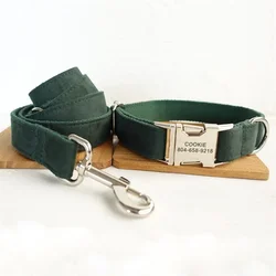 Collar con placa para perro y gato – Verde suave