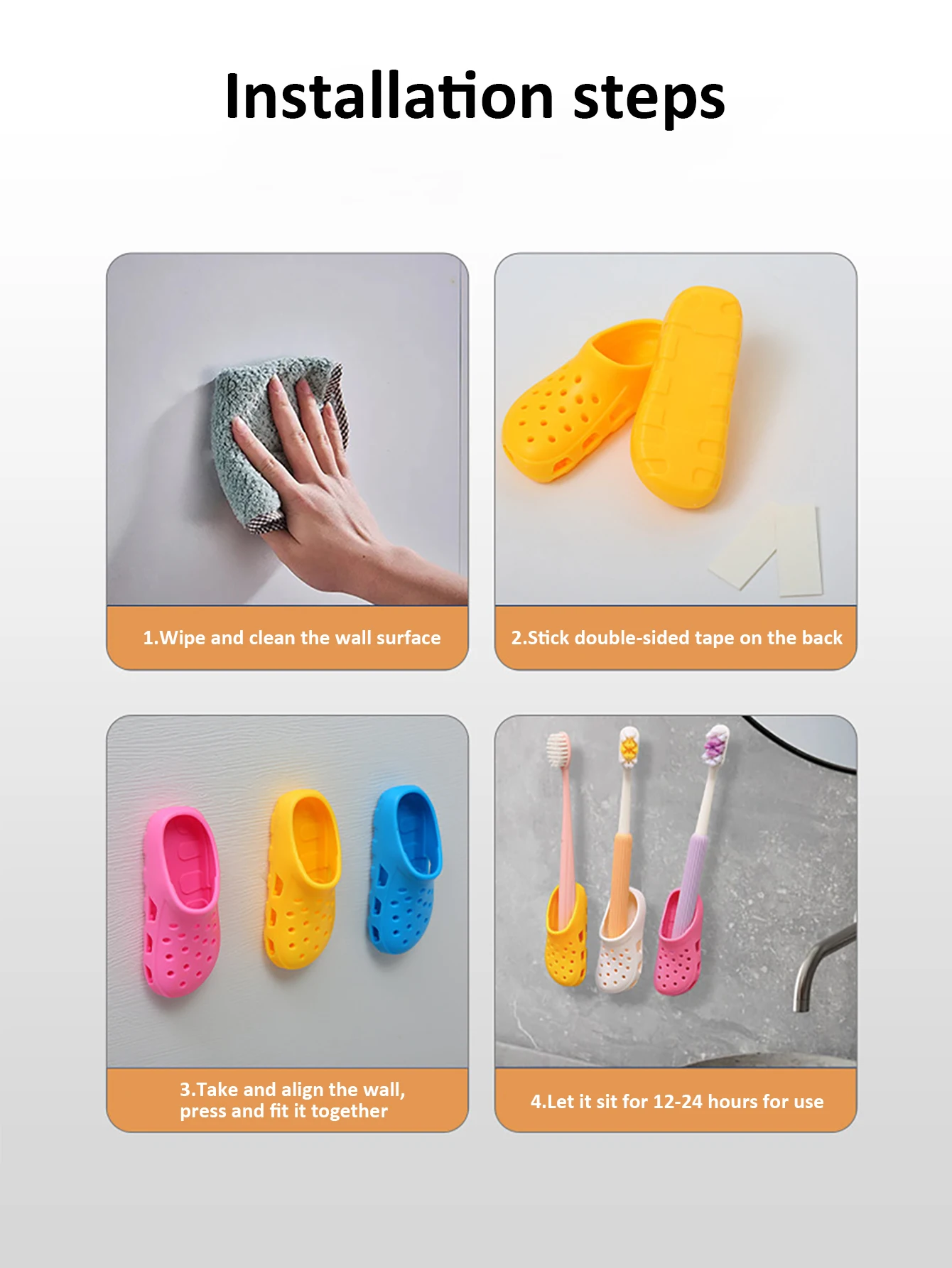 Soporte cepillos dientes zapatilla gatos y perros – Sin taladro pared - imagen 3