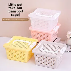 Caja de transporte portátil para salir de hámster, jaula portátil para hámster, caja de ratán porosa transpirable, resistencia a la presión, engrosamiento