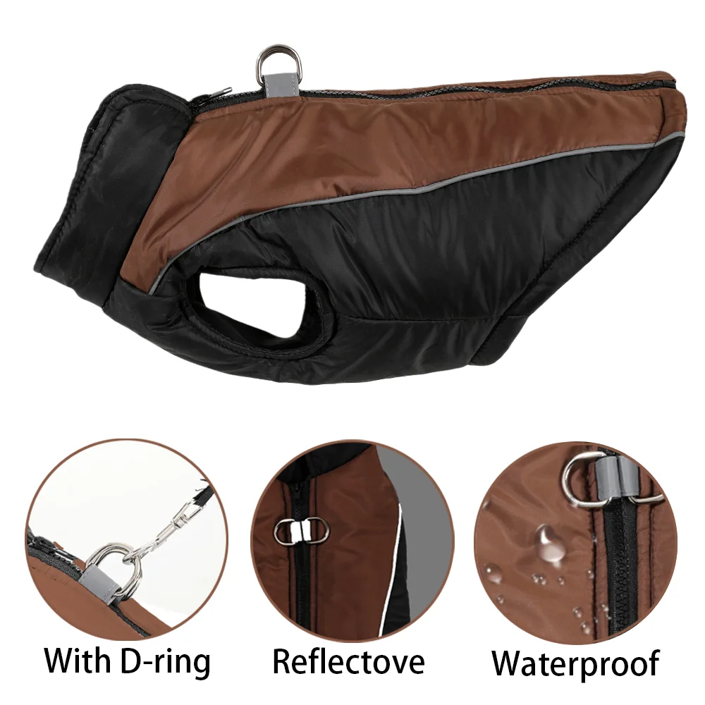 Ropa reflectante para perros, chaleco cálido para cachorros, abrigo con anillo en D, chaqueta impermeable para mascotas al aire libre para perros pequeños y medianos, Yorkshire - imagen 3