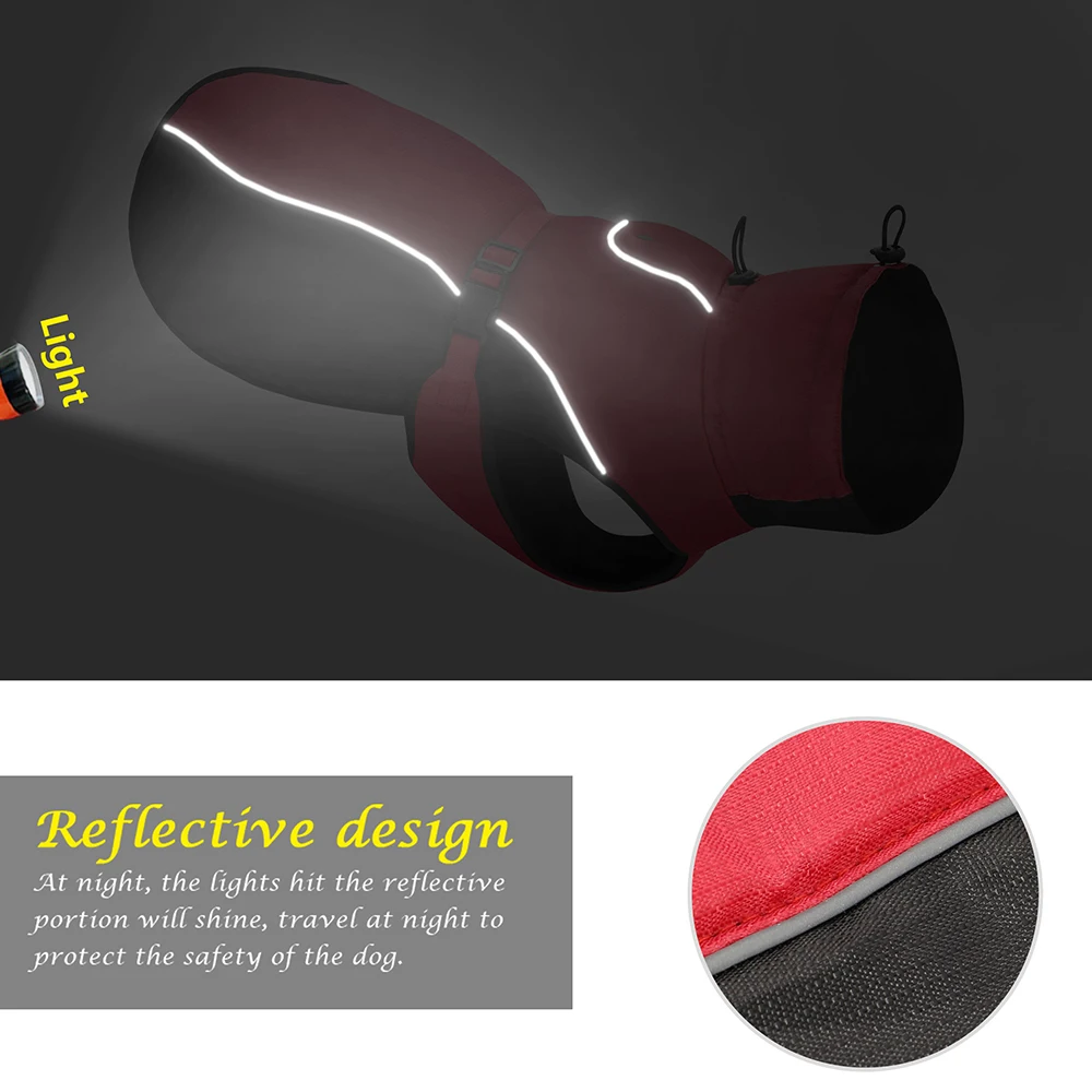 Ropa impermeable para perros grandes, abrigo cálido para perros grandes, chaqueta, impermeable reflectante, ropa para perros medianos y grandes, XL-6XL de Bulldog Francés - imagen 2