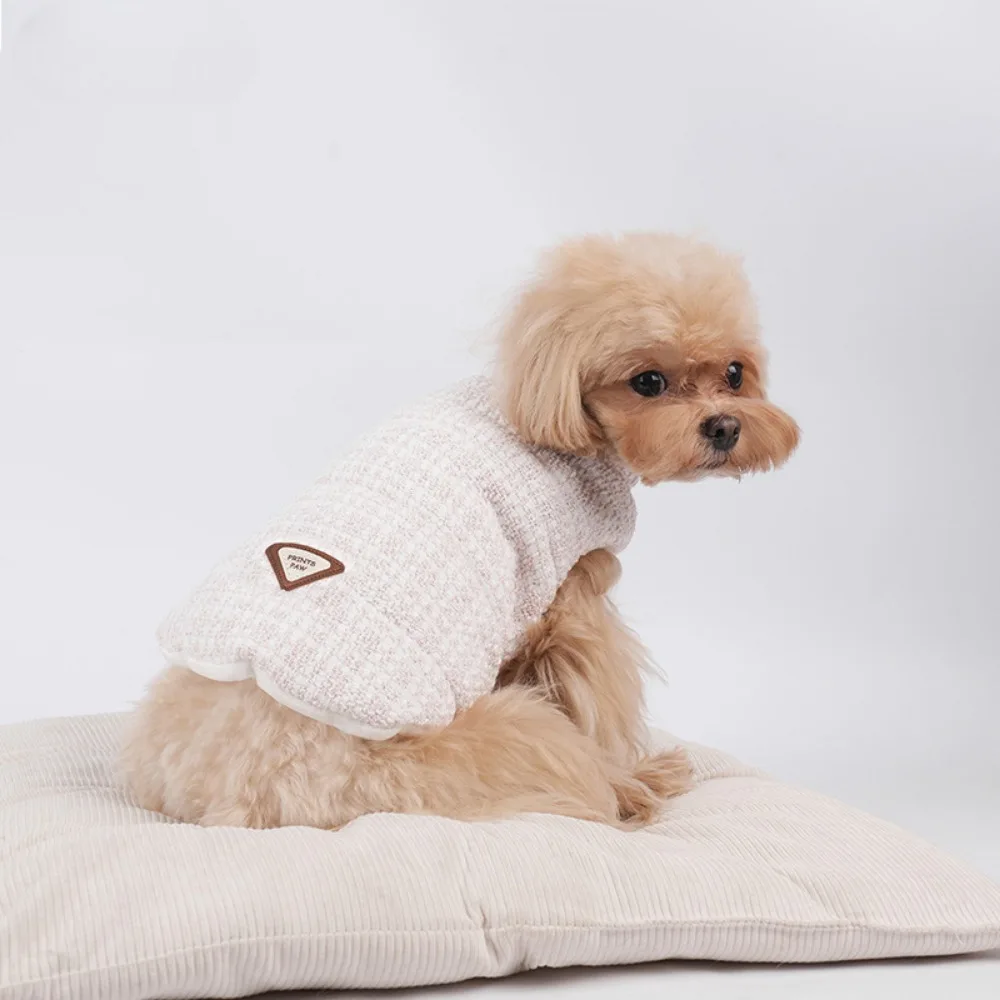 Parkas de cuello alto para perros, Otoño/Invierno, Color sólido, Schnauzer bordado, pierna de oso, ropa para mascotas para perros pequeños, ropa para cachorros - imagen 4