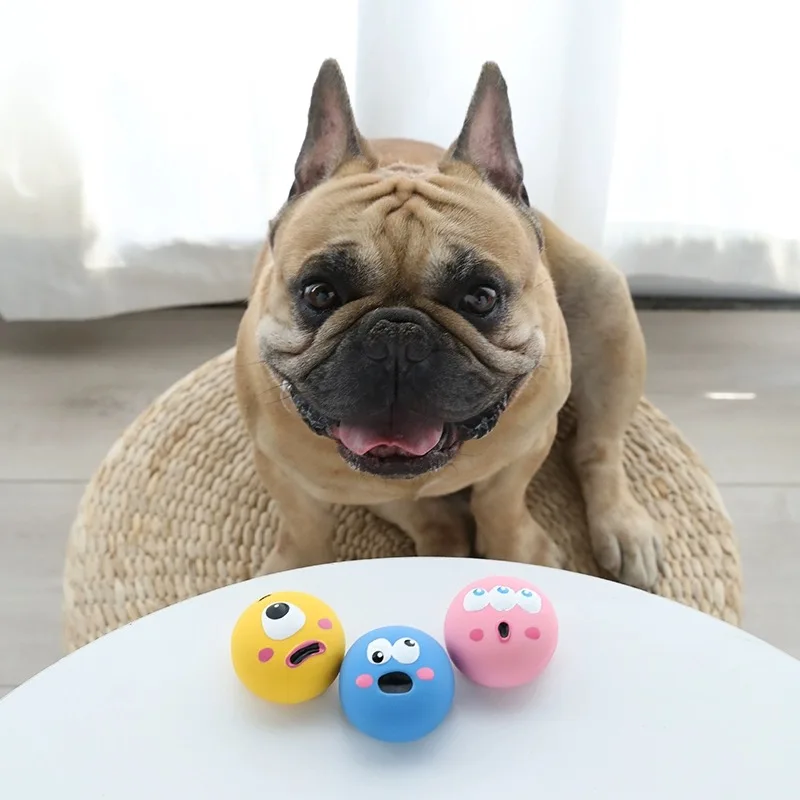 Juguete que suena para perro con diseño de globo ocular grande, masticar de látex duradero para mascotas, entrenamiento interactivo con pelota de juguete chirriante para perro
