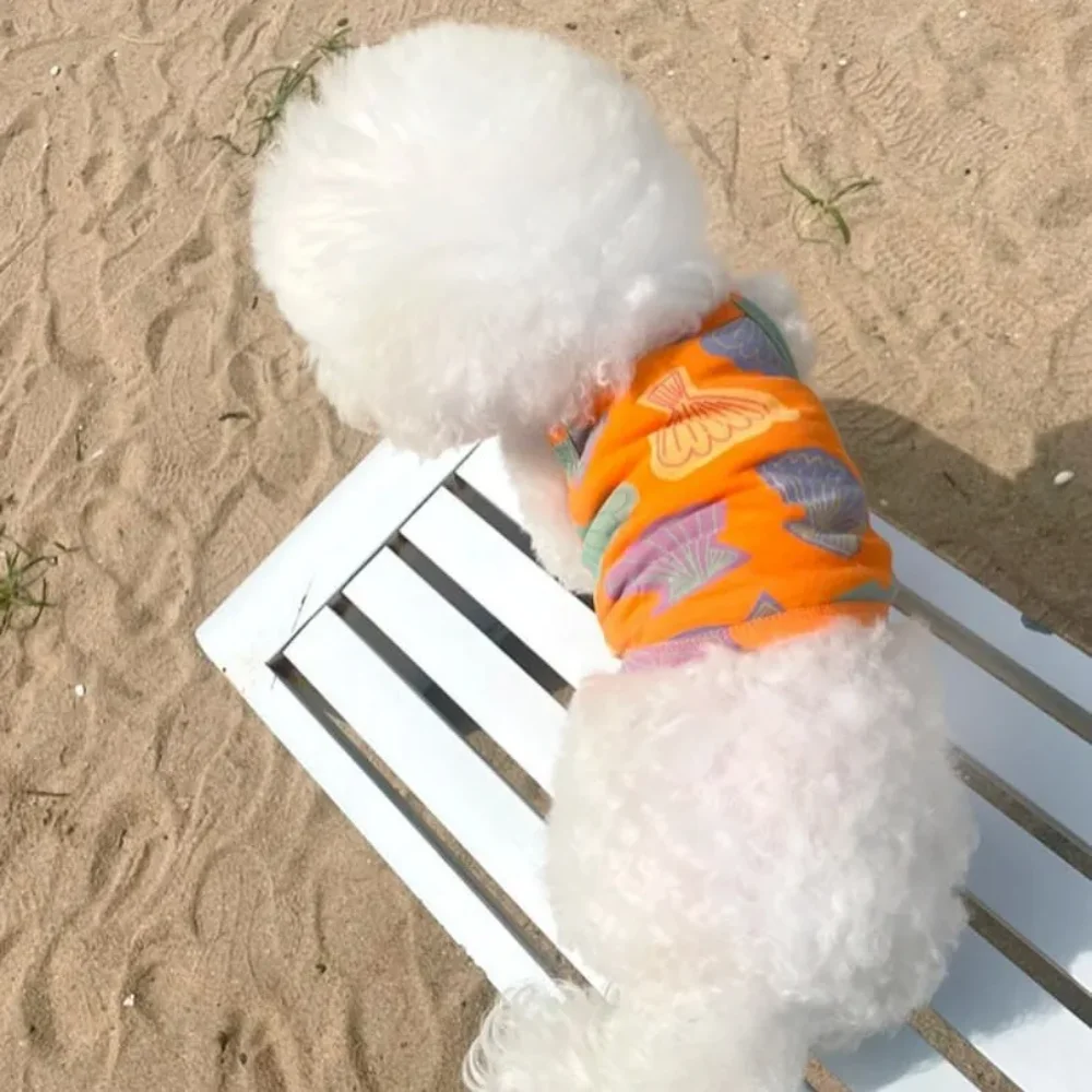 Camiseta sin mangas con estampado de lazo fino para primavera/verano para mascotas, camiseta sin mangas con tirantes para perros, chaleco refrescante para gatos, ropa para cachorros y perros - imagen 2