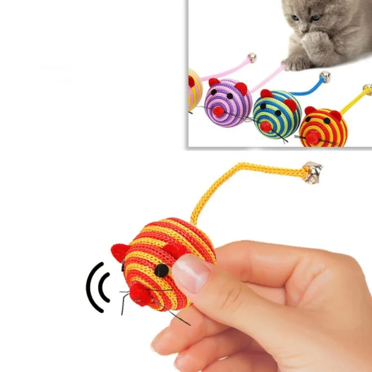 Juguete para gatos, Bola de ratón, juguete interactivo para gatos, palos autoadhesivos, juguetes para gatos con cuerdas de campana, juguetes para ratones para gatos, suministros para mascotas - imagen 2