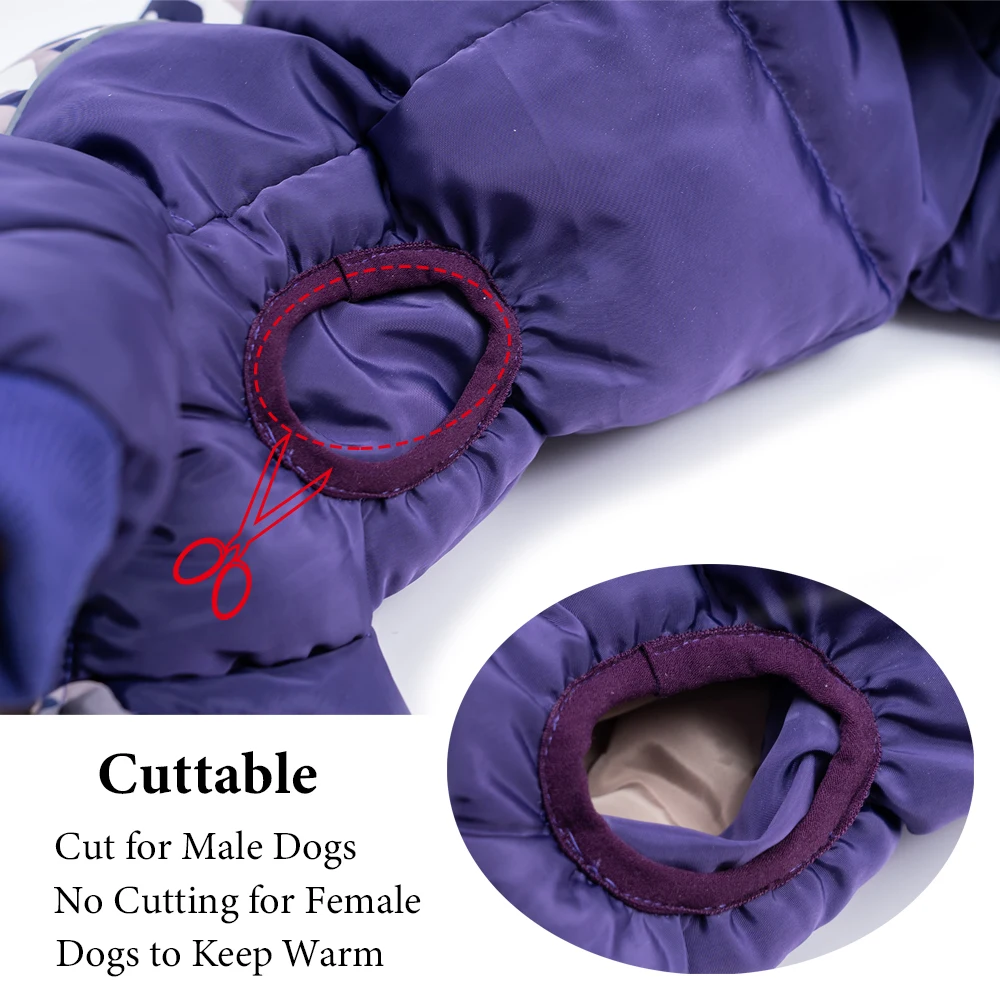 Abrigo de invierno para perros medianos, ropa impermeable para perros hinchados, monos de vientre completamente cerrados para perros masculinos y femeninos, trajes de nieve cálidos para perros - imagen 3