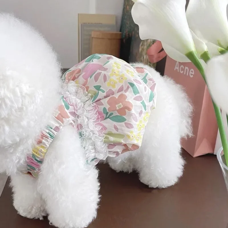 Ropa de encaje de verano para mascotas, vestido de flores de peluche, falda Halter para gato Bichon Frise, falda de princesa bonita de Pomerania para perros pequeños - imagen 5