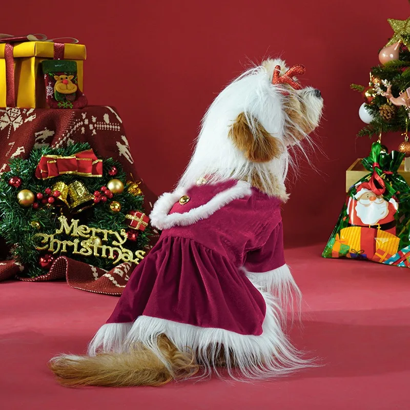 Ropa navideña para perros, vestido de vacaciones, conjunto de fiesta de Navidad, ropa para mascotas pequeñas, chaqueta para perros pequeños, ropa para cachorros - imagen 3