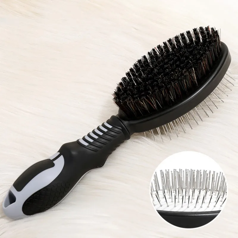 Cepillo para perros, peine de doble cara para perros, removedor de pelo para mascotas, peines de masaje para el cuidado de perros, limpieza de nudos de pelo de mascotas, cepillos para perros - imagen 3