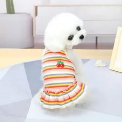 Vestido verano perro pequeño Chihuahua Bichón estampado cerezas