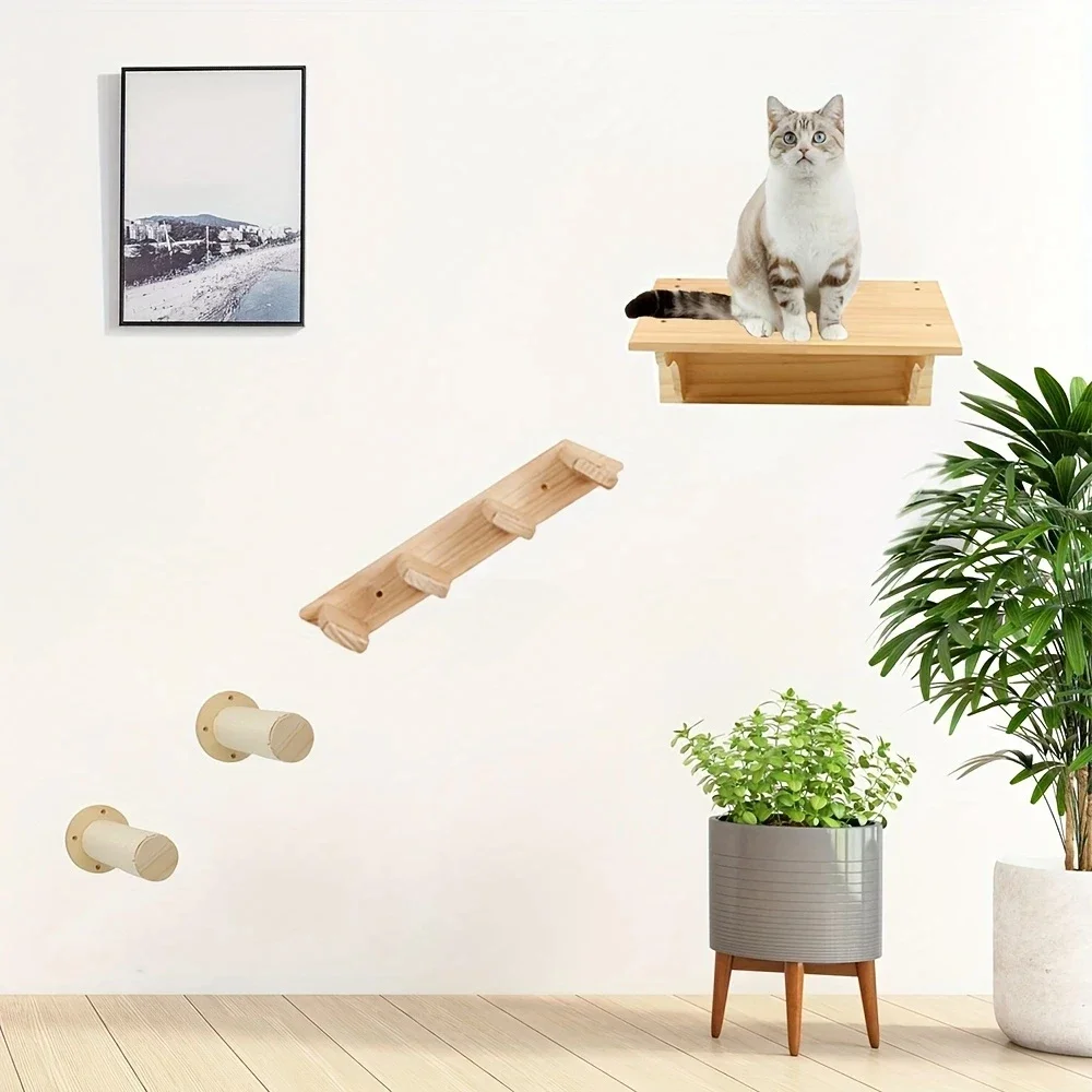 Muebles de pared para gatos, estante de escalada, escalones montados en la pared, escalera con cuerda de Sisal, garras de molienda para rascar, juguete para la mayoría de gatos gatitos - imagen 2