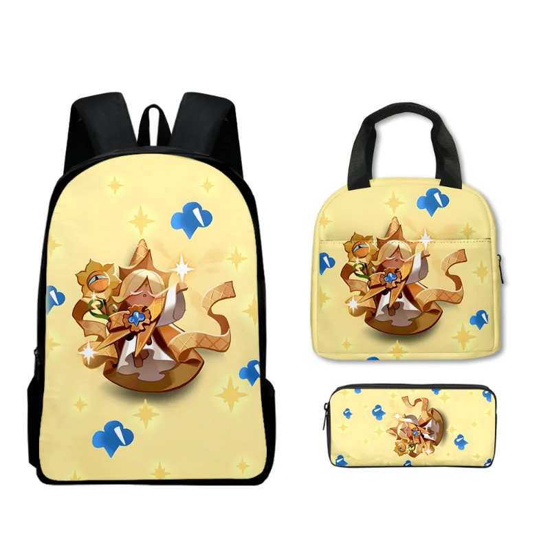 3 uds Cookie Run: Kingdom Shadow Milk Cookie bolso escolar dibujos animados Anime estudiante lápiz bolsa de almuerzo regalo de cumpleaños para niñas niños - imagen 2