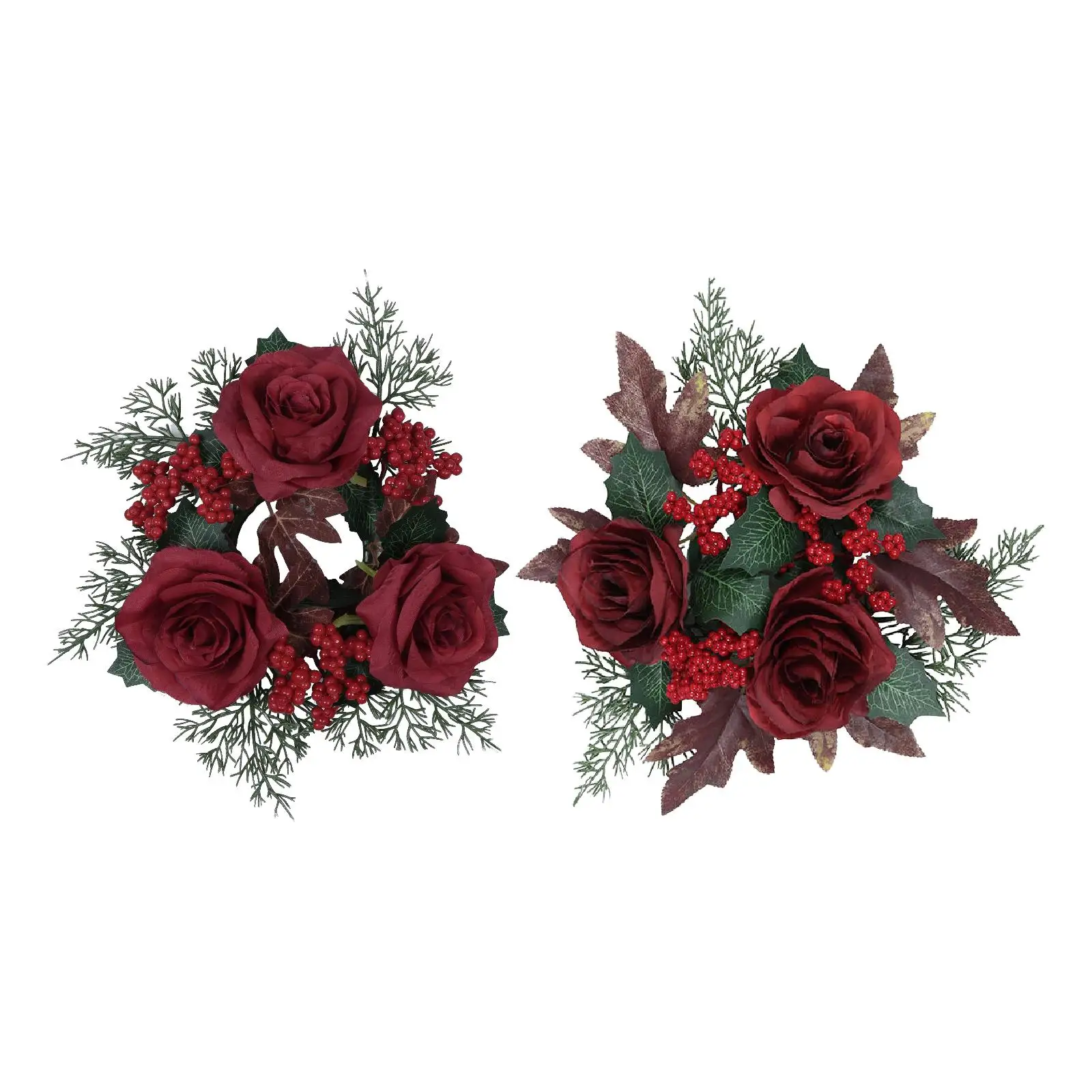 Anillo de vela navideña, corona, adorno de deshierbe para el hogar, candelabro, flor de rosa Artificial para mesa de comedor de granja, vacaciones - imagen 3