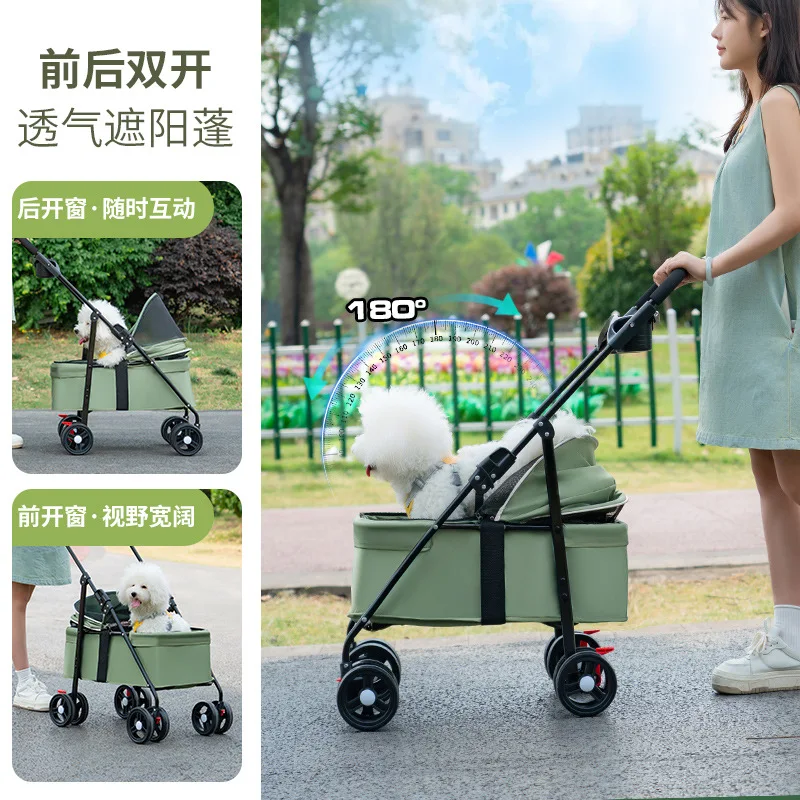 Cochecito para mascotas, carrito para gatos, carrito pequeño plegable ligero para viajes al aire libre, carritos para perros - imagen 3