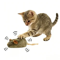 Ratón interactivo de peluche para gatos - Juguete chirriante