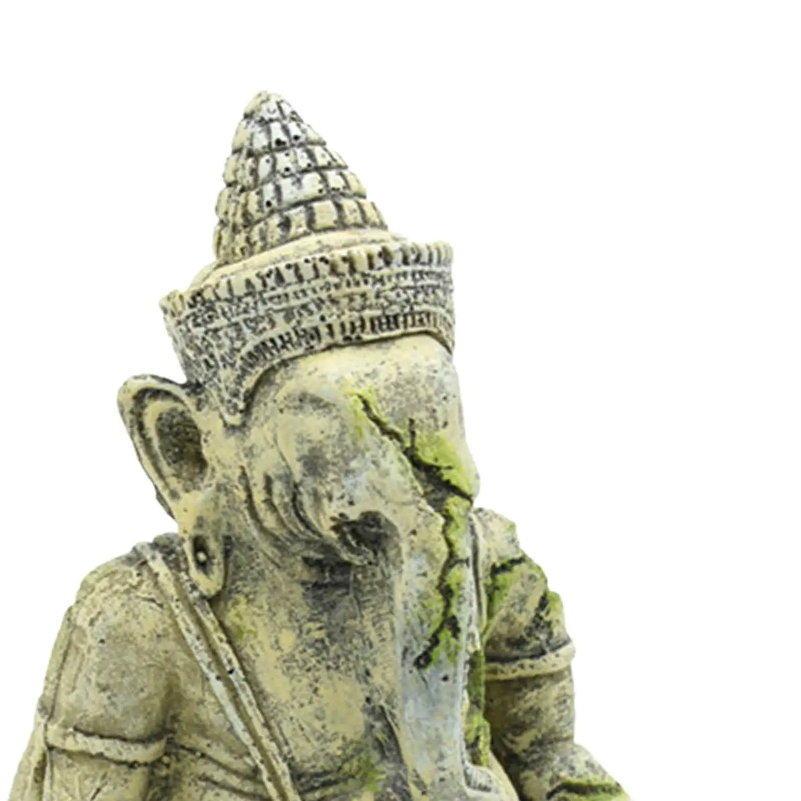 Decoración de acuario de resina de estilo antiguo, pecera, elefante, Buddah, Ganesha, estatua, manualidades, cueva escondida - imagen 2