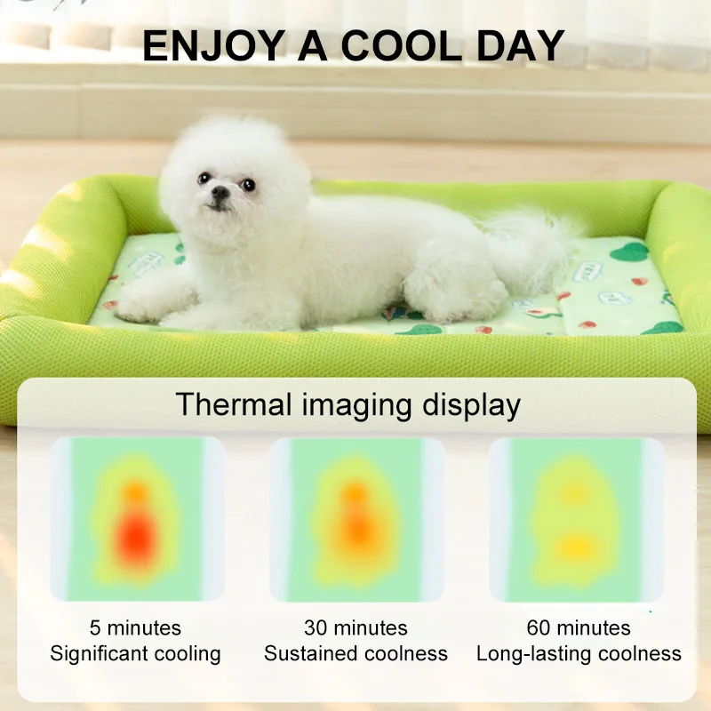 Colchoneta refrescante para mascotas, cojín de hielo para dormir, perrera cuadrada para perros pequeños y medianos, cama de seda fría para perros y gatos, suministros de verano, novedad - imagen 3