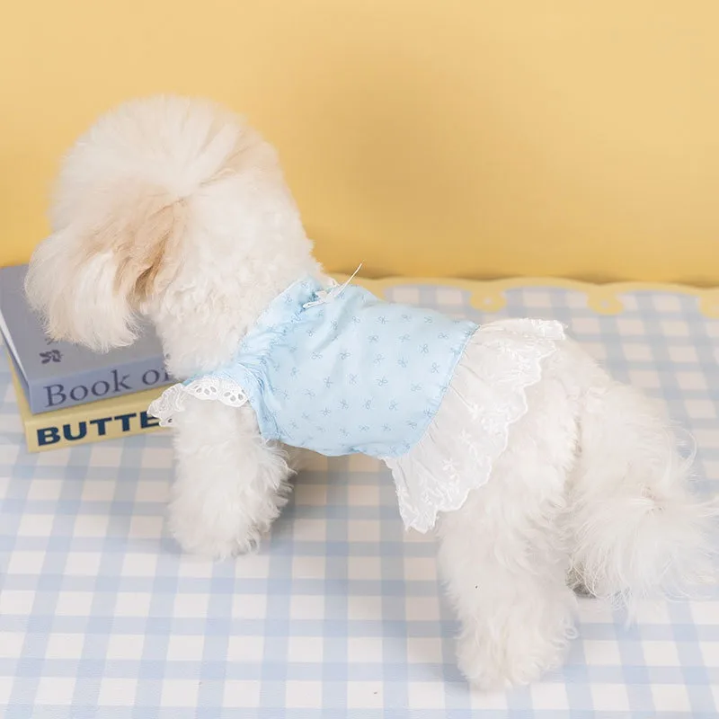 Vestido de encaje de princesa para mascotas, ropa para perros, novedad de verano, vestido para cachorros, falda con tirantes de peluche Yorkshire, chaleco a rayas a la moda para mascotas, Sarees - imagen 2