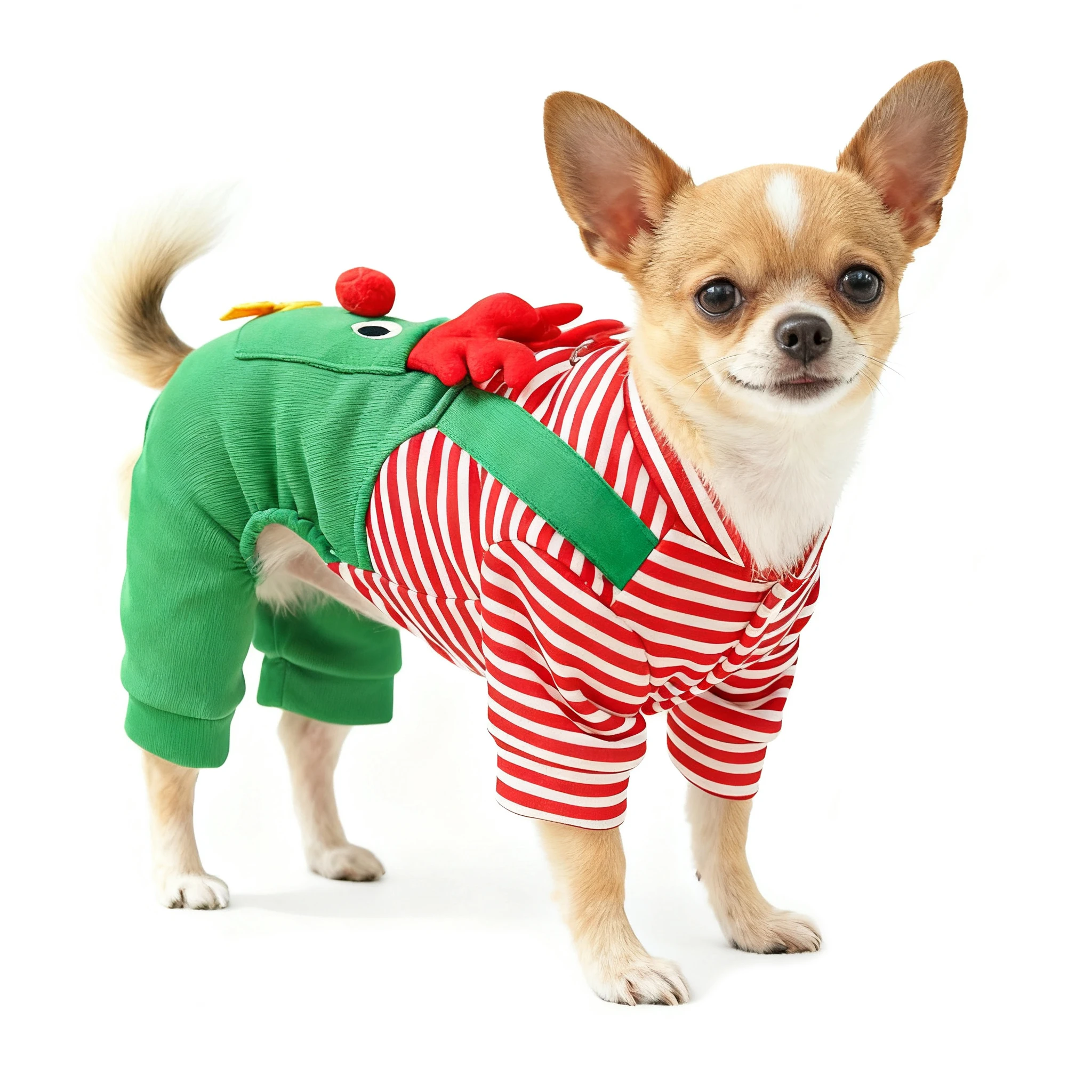 Lindo disfraz de Navidad para perro de Reno, mono a rayas para perro, chaqueta de invierno para cachorro y gato, abrigo, ropa para perros pequeños y medianos