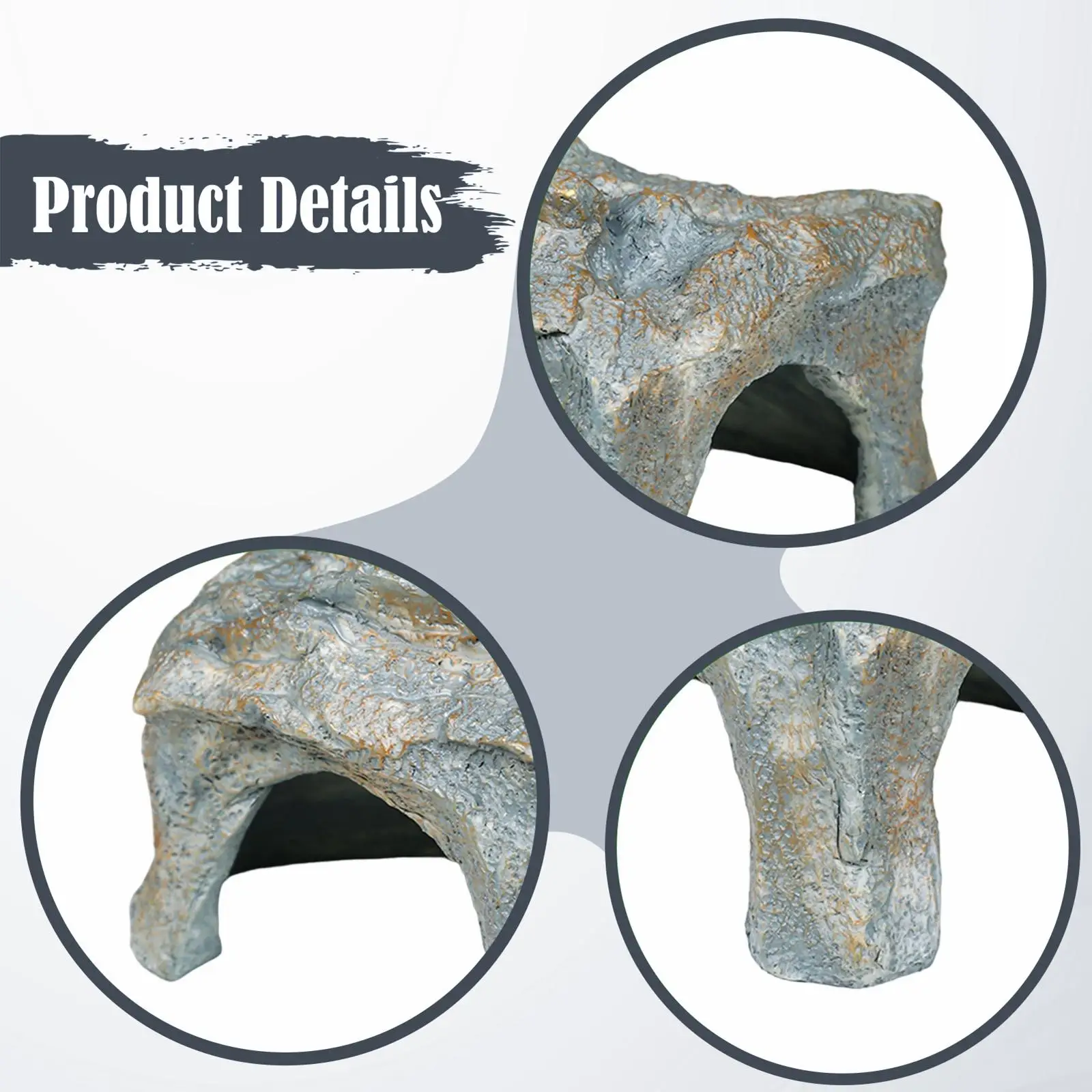 Recogedor de reptiles, decoración de pecera, micropaisaje, casa, juguete para peces, acuario, cueva de roca falsa, resbalón de resina para Gecko de leopardo - imagen 5