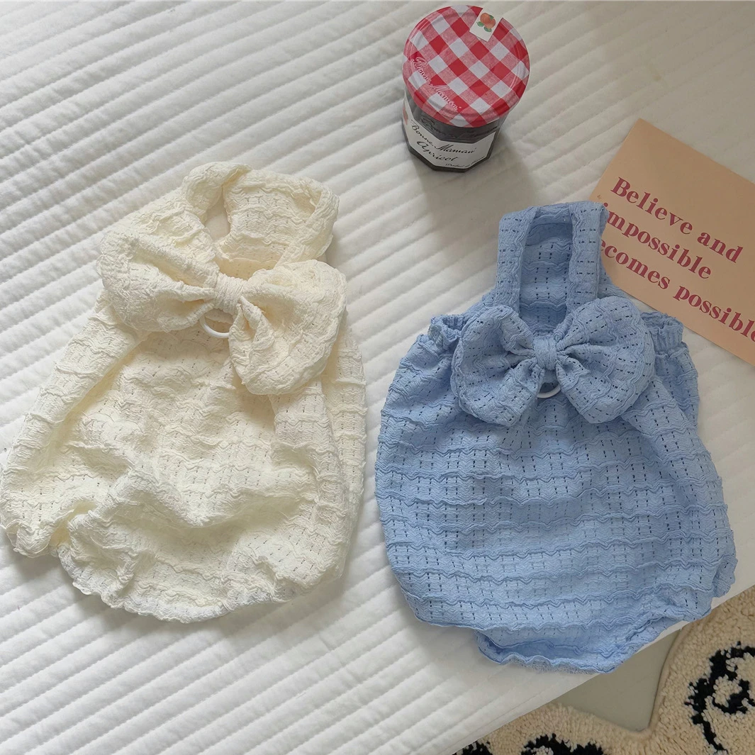 Vestido de falda de burbuja con lazo para mascotas, ropa para perros y gatos, falda abombada de primavera, vestidos para perros pequeños, ropa para cachorros