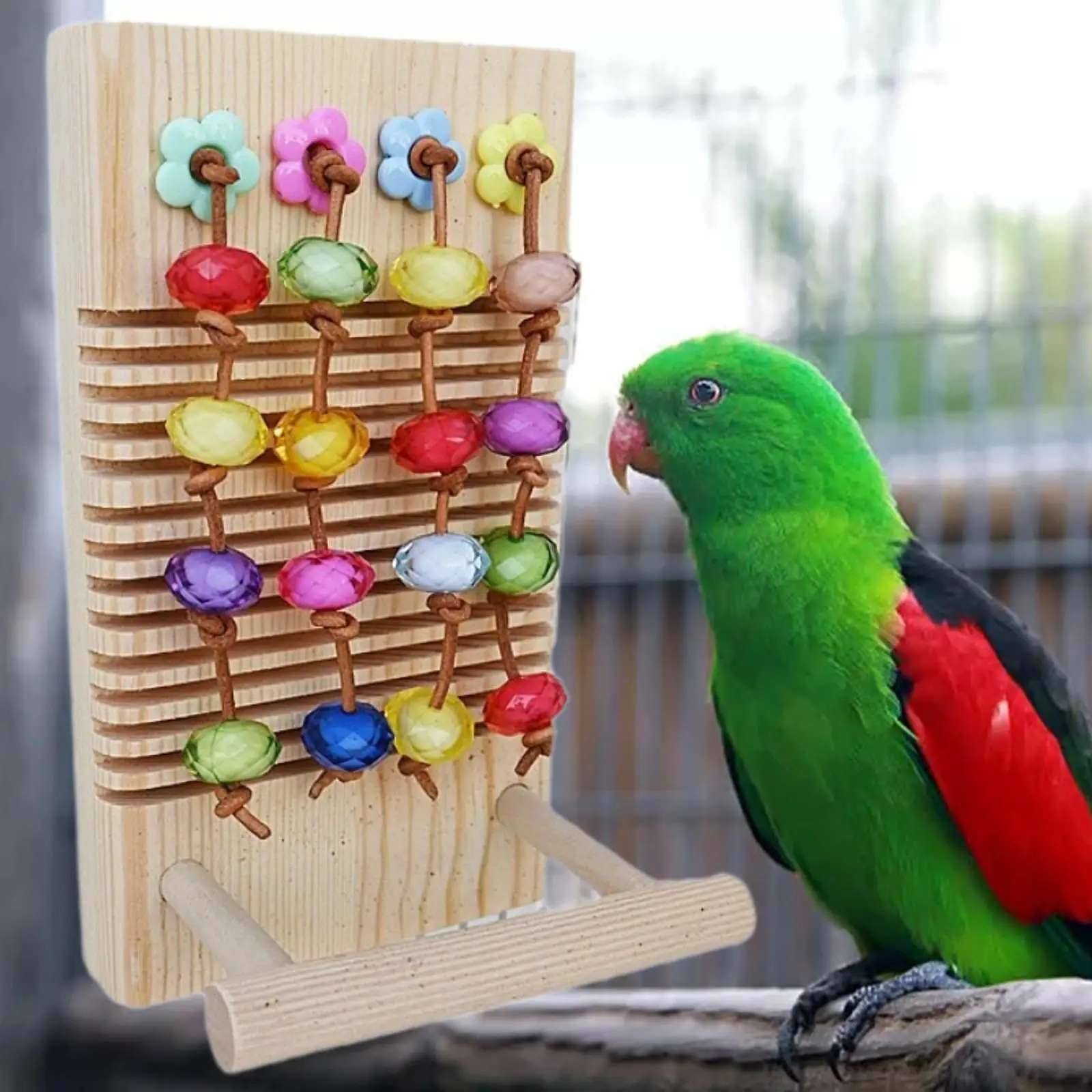 Parrot Chewing Toys with Perch, Hanging Parrot Chewing Toy, Birds Climbing Toy for Cockatoos, African Grey Macaws, Parrots