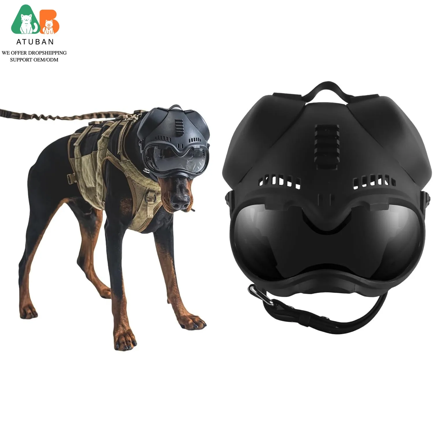 Casco para perros con protector de orejas – Pastor Alemán y Malinois