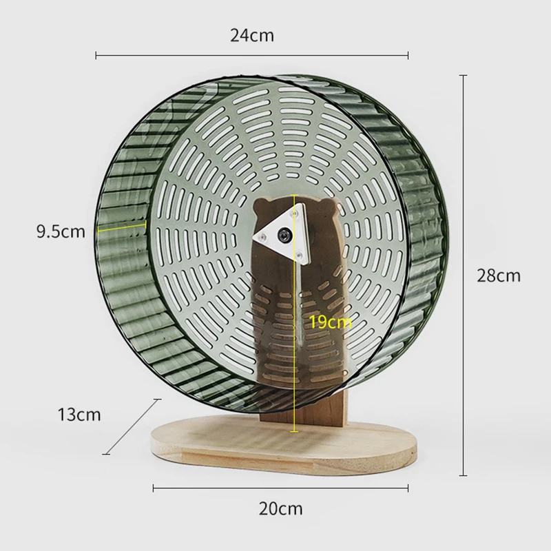 Jaula silenciosa con ruedas para hámster, jaula de juguete para correr, erizo, Animal pequeño, Base de madera silenciosa, vuelo compacto - imagen 4