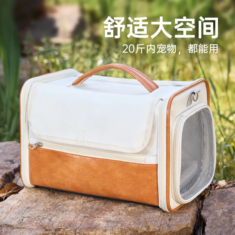 Bolsa para gatos portátil para gatos y conejos, bolsa portátil para mascotas de gran capacidad, suministros de mochila para mascotas de un solo hombro - imagen 3