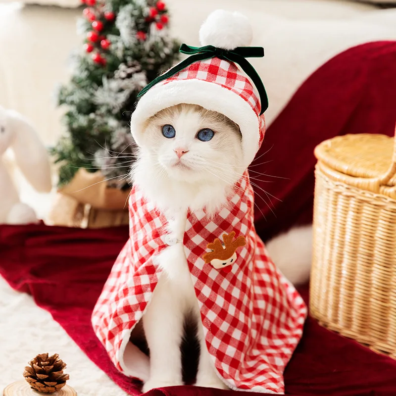 Ropa de otoño e invierno para gatos, mantas de Navidad y Año Nuevo, mantas de Año Nuevo, mantas cálidas y gruesas, ropa para perros pequeños y mascotas - imagen 2