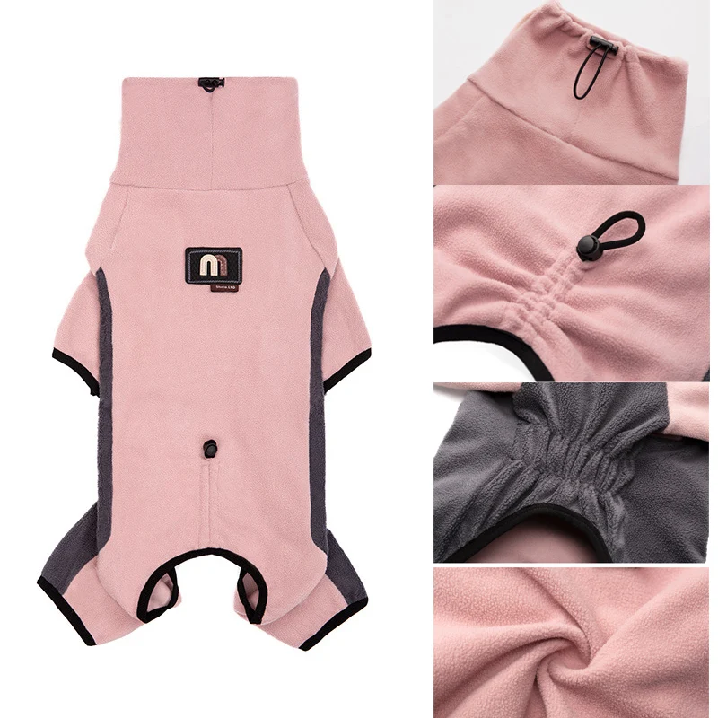 Mono a prueba de viento para perros, pijama de lana con cuello alto para perros, abrigo de invierno para perros en clima frío, jersey, ropa para perros medianos y grandes - imagen 2