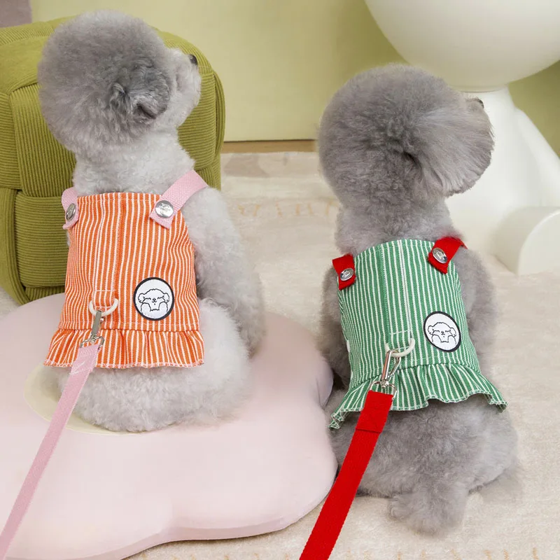 Arnés de tiras para perros con juego de correa, accesorios para perros verdes, azules y naranjas, correa para el pecho para cachorros, correa de nailon para perros pequeños, chaleco con arnés