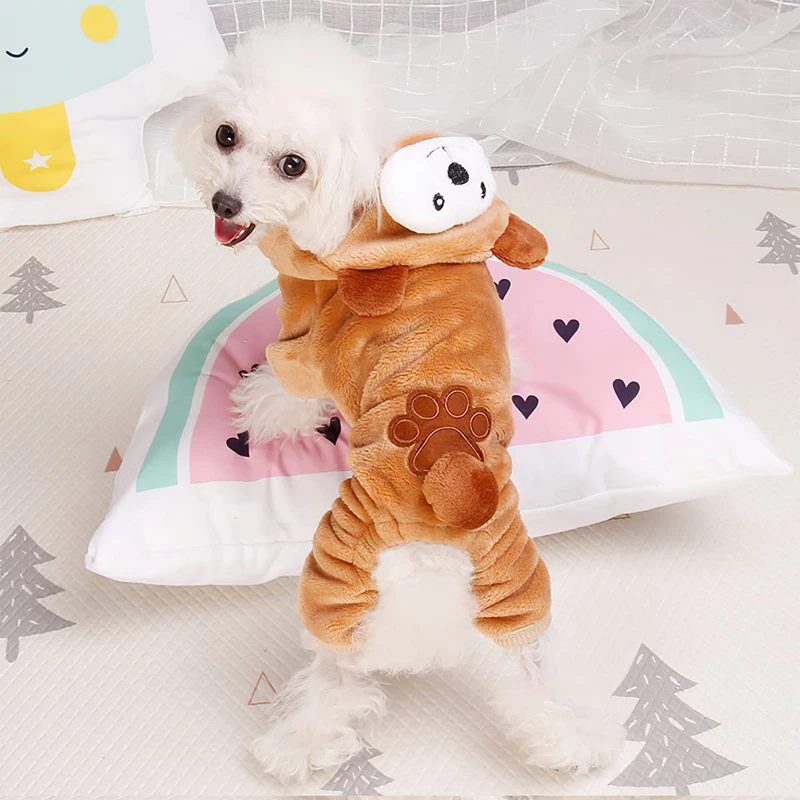 Benepaw-Pijama de oso para perros pequeños y medianos, ropa cómoda de lana para cachorros, mono suave y cálido para invierno - imagen 2