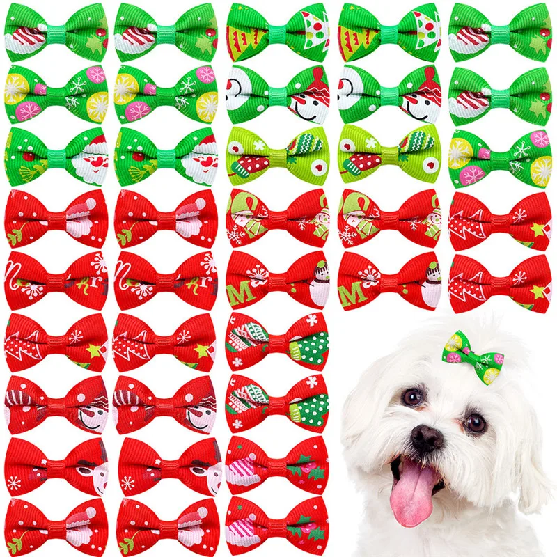 Horquilla para el pelo hecha a mano para perros y gatos, mezcla de colores navideña, horquilla, accesorios de aseo para Chihuahua - imagen 2