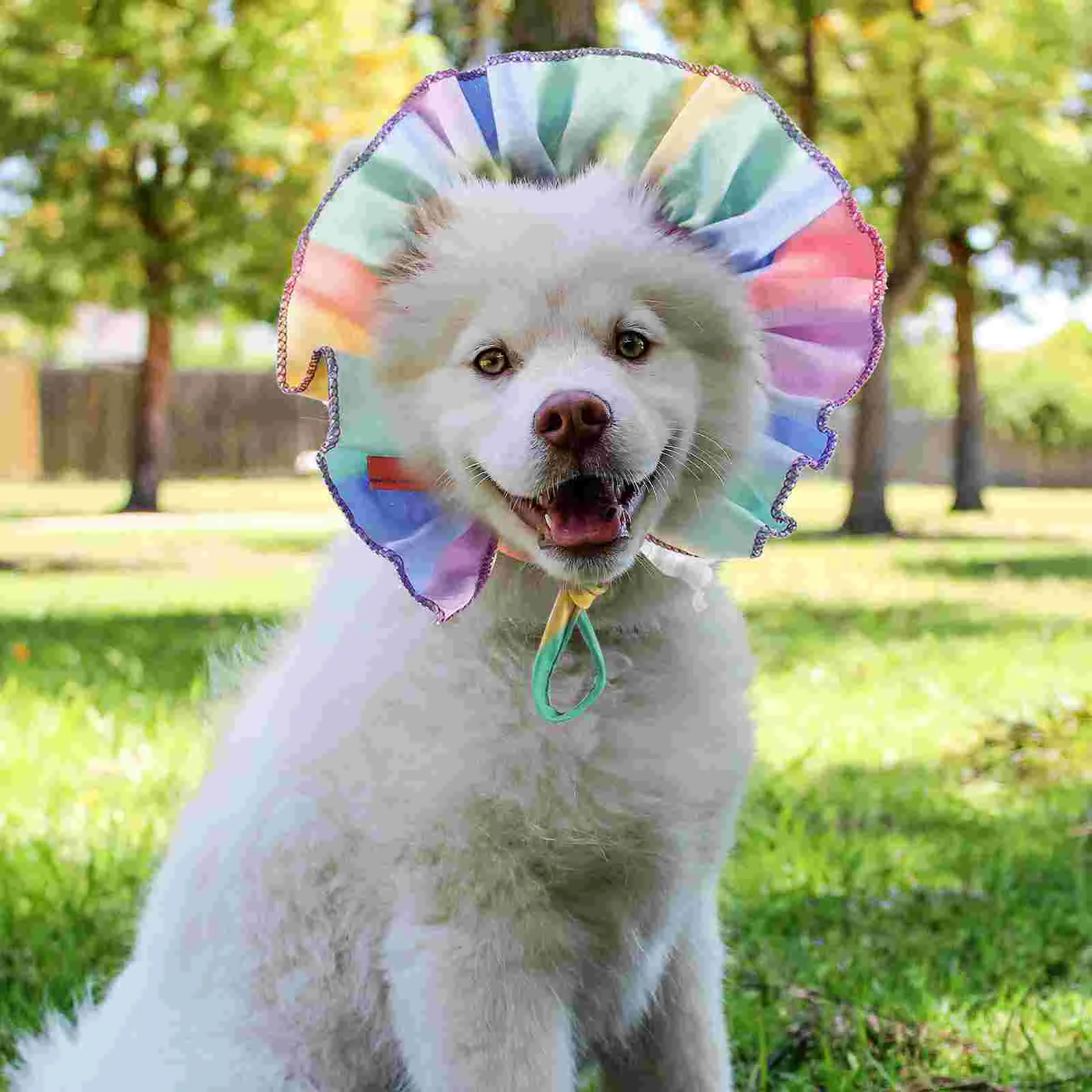 Sombrero para el sol para mascotas con adornos de encaje, estilo cubo ajustable, protector solar de verano para perros, cubierta decorativa para la cabeza navideña - imagen 5