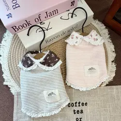 Jersey de invierno a rayas para perros pequeños – Cuello floral
