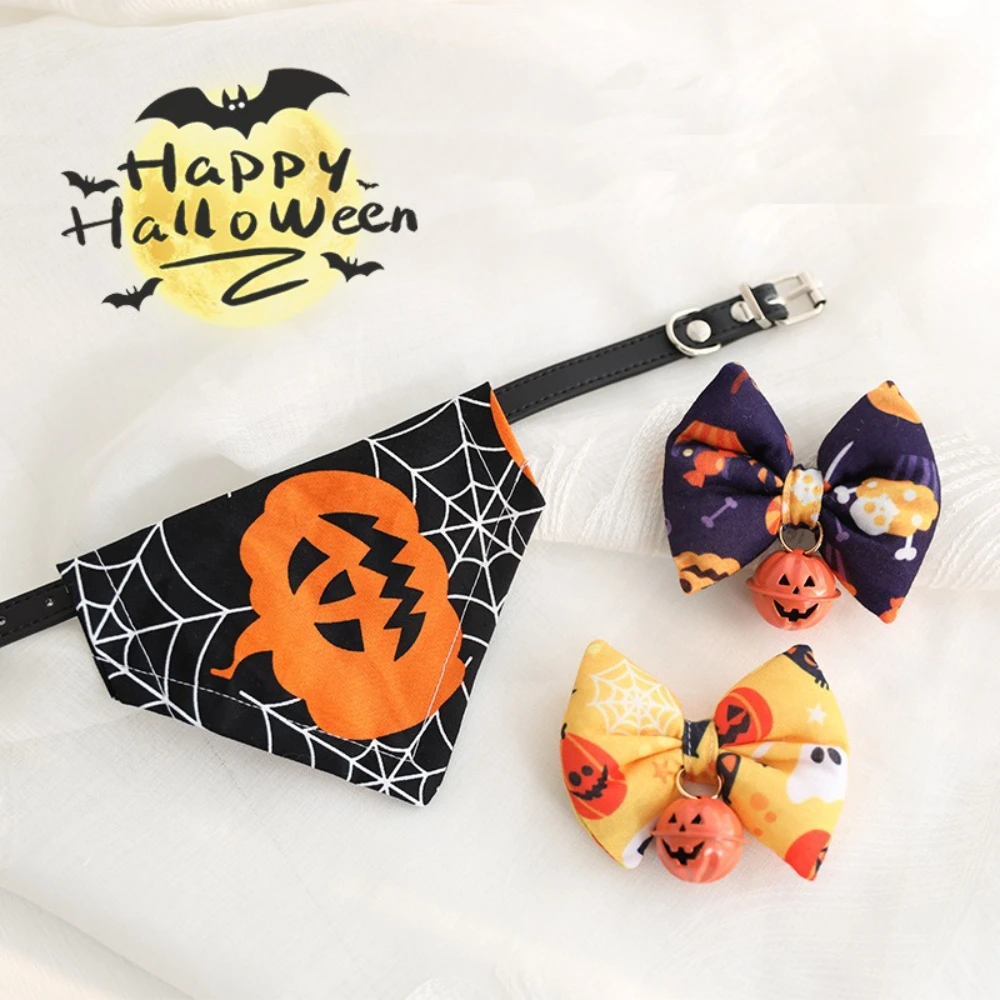 Collar Halloween ajustable con corbatín y pañuelo para gatos y perros - imagen 2
